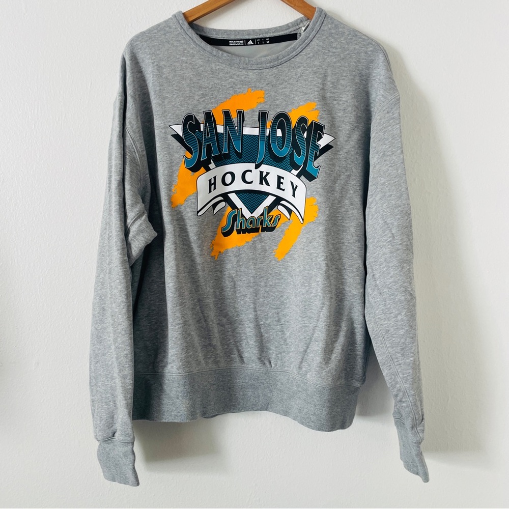 Adidas San Jose Sharks Hockey Gray Sweatshirt